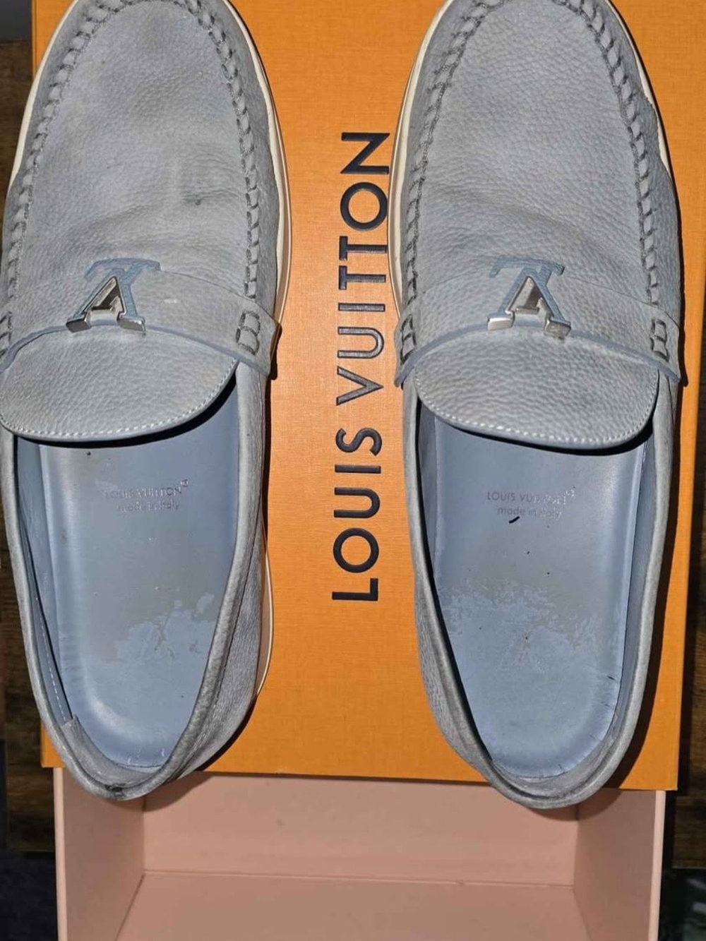 Louis Vuitton Men’s Light Blue Resort Leather Loafers